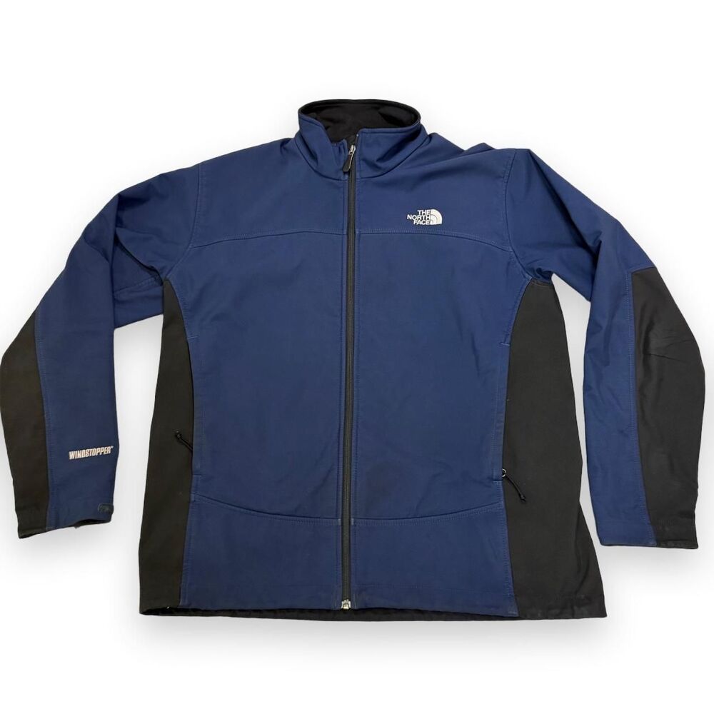 The North Face Windstopper Navy Blue Black Full Zip Softshell Jacket